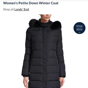 Lands End Petite down winter coat large black